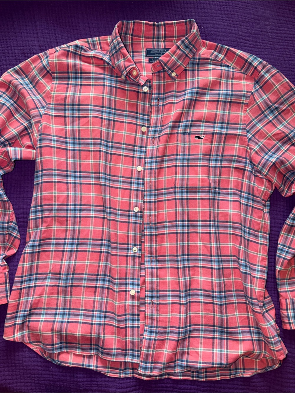 Mens vineyard vines Pink Plaid Button-Up Shirt - size Large